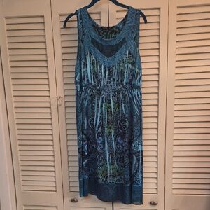 Apt. 9 Teal and Black Patterned Dress